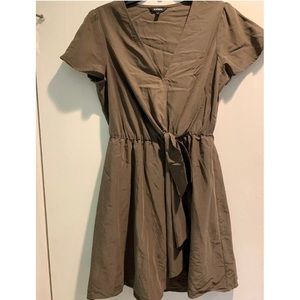 Women’s Express Army Green V-neck Flair Dress M